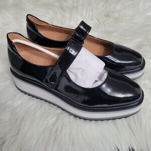 NWOT Johnston & Murphy Womens Gracelyn Mary Jane Platform Shoes Black Leather 6M